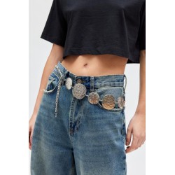 Cinturón con cadena estampada de strass